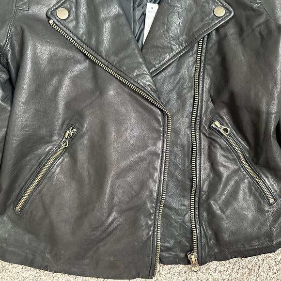 NWT Madewell Washed Leather Motorcycle Jacket: Brass Hardware Edition - Picture 4 of 8